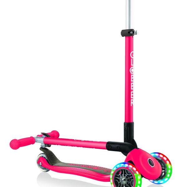 Globber primo foldable lights: monopattino 3 ruote rosso- per bambini 3-7 anni - GLOBBER