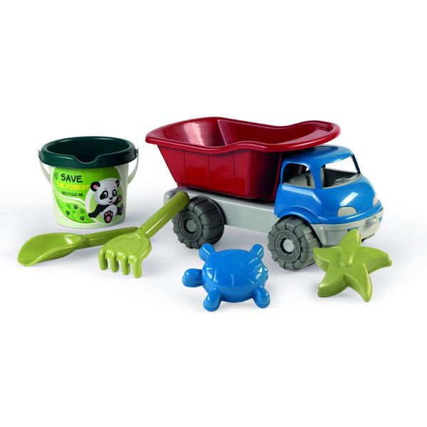 Camioncino sabbia con set mare in plastica riciclata . tot 6 pezzi - 