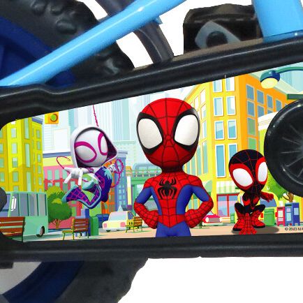 Bicicletta da 12 pollici di spidey con stabilizzatori laterali e scudo personalizzato - telaio in metallo- cerchi in plastica - freno caliper, ruota fissa - SPIDEY, MARVEL