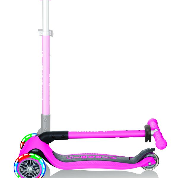 Globber primo foldable lights: monopattino 3 ruote rosa neon - per bambini 3-7 anni - GLOBBER