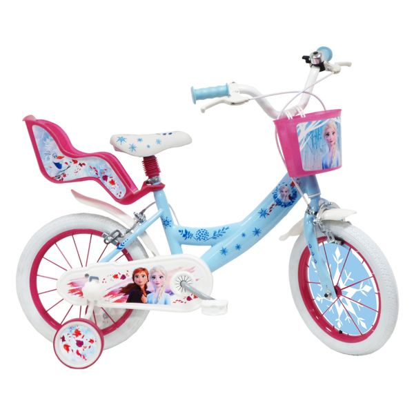 Bicicletta misura da 16 pollici disney frozen con cestino e portabambole - adatta per bambini 4-6 anni - DISNEY PRINCESS, Disney, Frozen