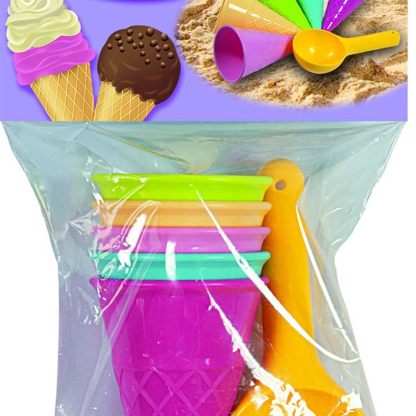 Set 4  formine coni gelato vari colori  e paletta gelato in busta - 