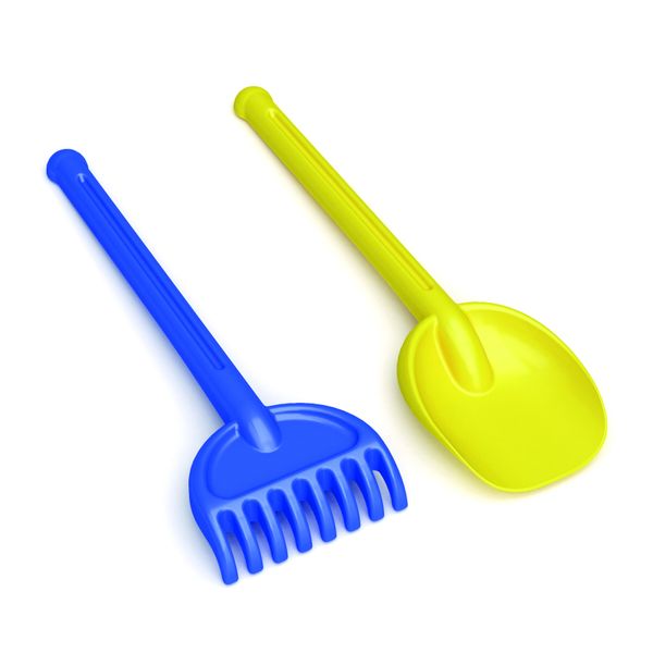 Set paletta e rastrello in plastica, in 4 vivaci colori assortiti. - 