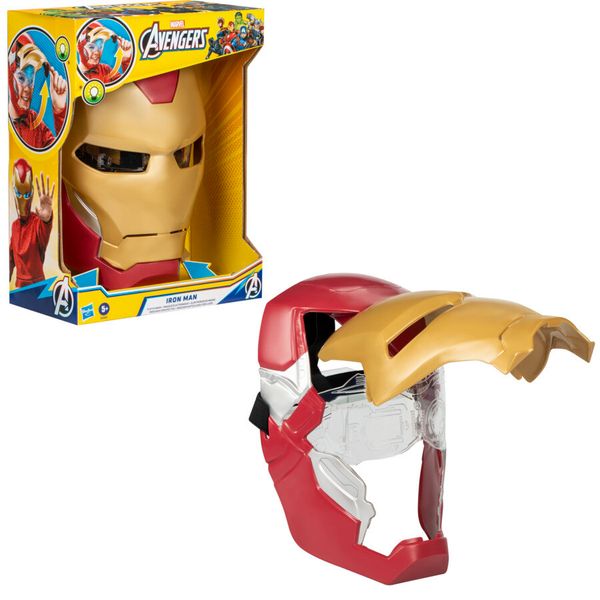 Hasbro marvel avengers, maschera flip fx di iron man, con effetti luminosi, replica per giochi d'imitazione - Avengers, MARVEL