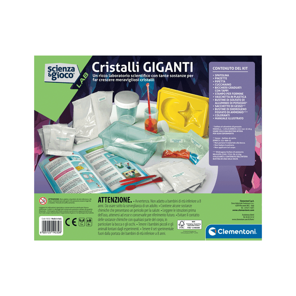 Clementoni - science & play lab - cristalli giganti, 19232 - CLEMENTONI, Scienza e Gioco