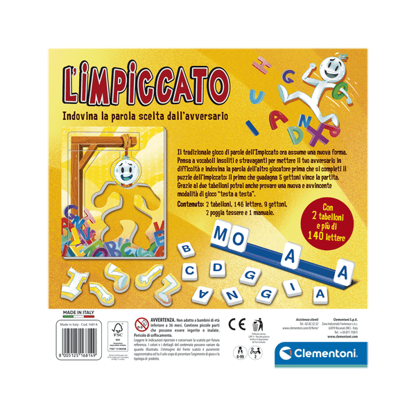 Clementoni - l'impiccato - gioco da tavolo per bambini, 16814 - CLEMENTONI