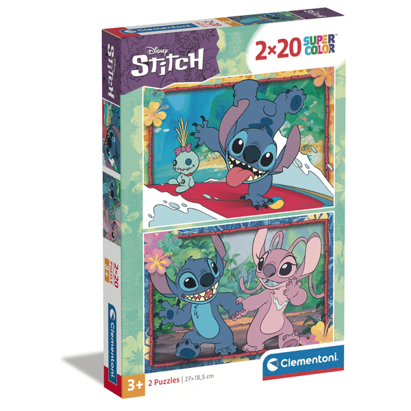 Clementoni - supercolor puzzle disney stitch - 2x20 pezzi, 24809 - CLEMENTONI, Disney Stitch
