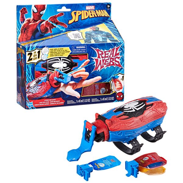 Hasbro marvel spider-man, spider-man real webs ultimate blaster, blaster spara ragnatele,  giocattolo per giochi d'imitazione, giocattoli di spider-man, per bambini e bambine dai 5 anni in su - MARVEL, Spiderman