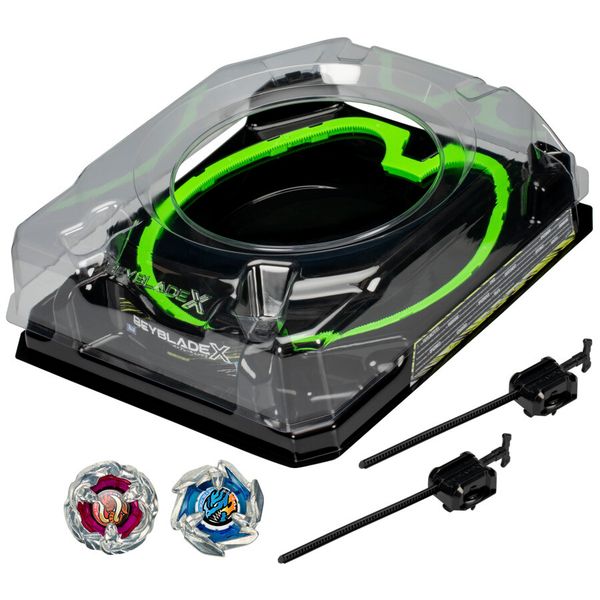 Hasbro beyblade x, battle set, set da combattimento con beystadium, 2 trottole e 2 lanciatori - BEYBLADE