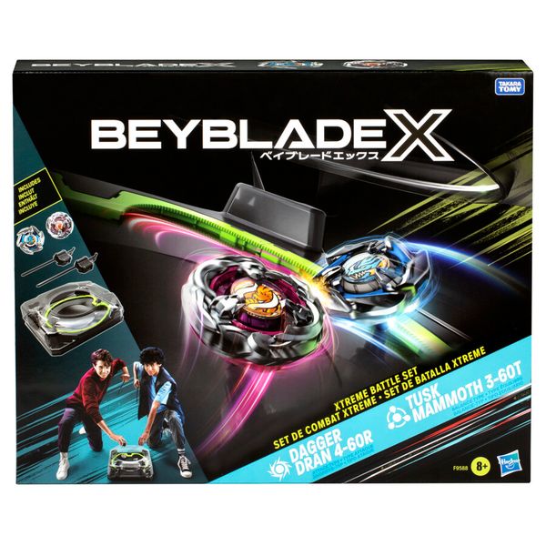 Hasbro beyblade x, battle set, set da combattimento con beystadium, 2 trottole e 2 lanciatori - BEYBLADE