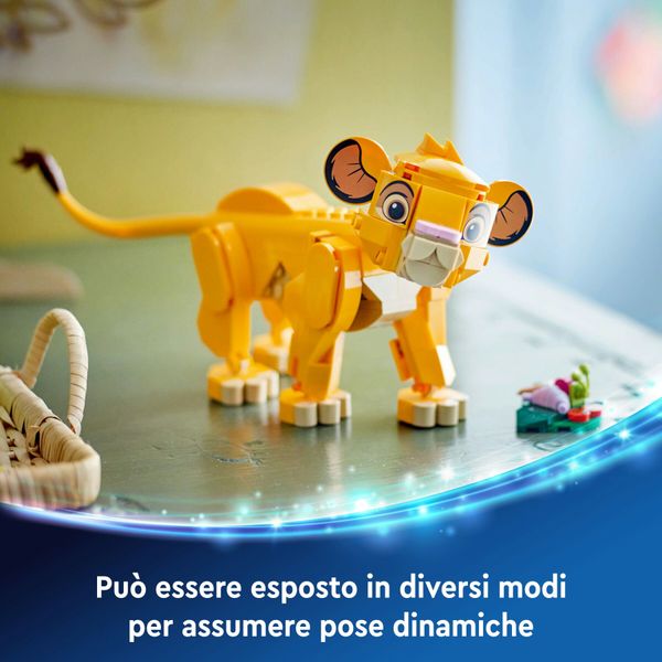 Lego disney 43243 simba, il cucciolo del re leone, giochi di fantasia per bambini 6+ anni, personaggio giocattolo costruibile - Disney, LEGO