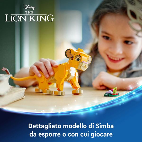 Lego disney 43243 simba, il cucciolo del re leone, giochi di fantasia per bambini 6+ anni, personaggio giocattolo costruibile - Disney, LEGO