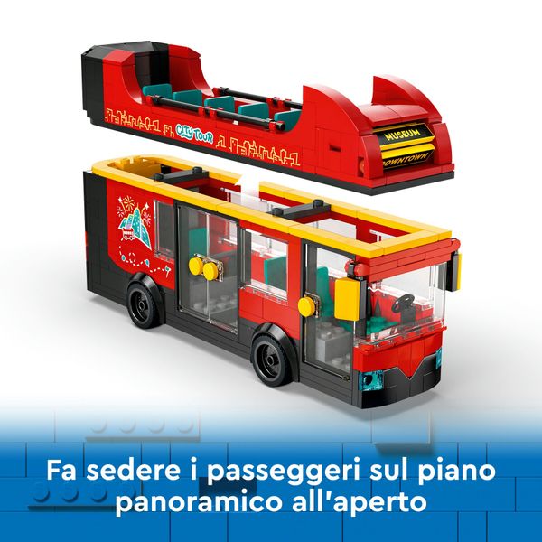Lego city 60407 autobus turistico rosso a due piani, giochi per bambini 7+ con veicolo giocattolo e 5 minifigure, idea regalo - LEGO CITY, LEGO