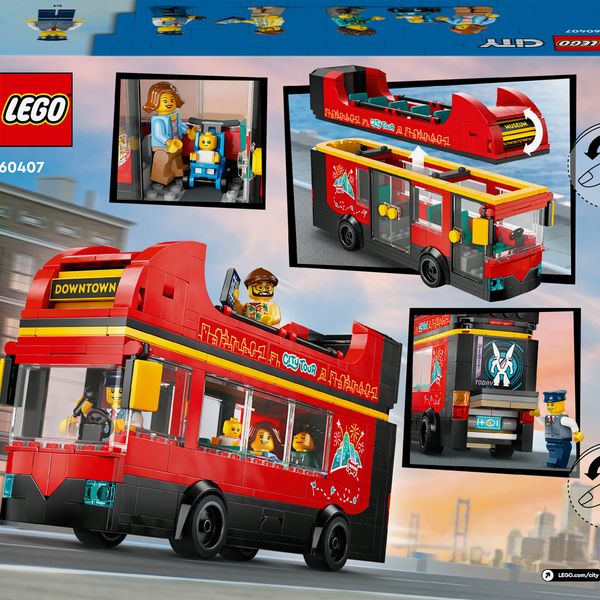 Lego city 60407 autobus turistico rosso a due piani, giochi per bambini 7+ con veicolo giocattolo e 5 minifigure, idea regalo - LEGO CITY, LEGO