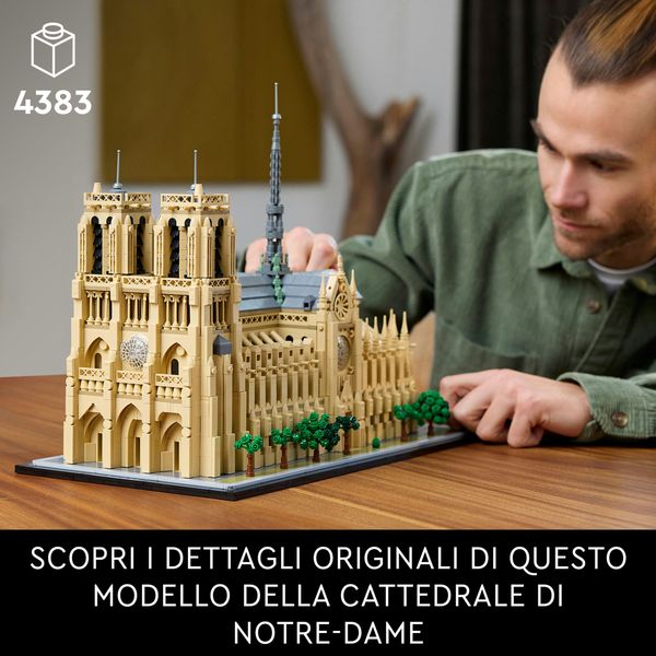 Lego architecture 21061 notre-dame de paris, kit modellismo per adulti di monumento da collezione, regalo per mamma o papà - LEGO ARCHITECTURE, LEGO