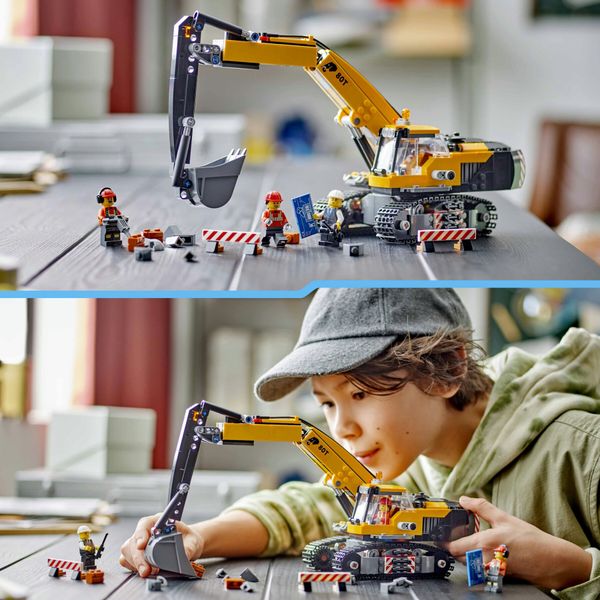 Lego city 60420 escavatore da cantiere giallo, giochi creativi per bambini 8+, veicolo giocattolo da cantiere e 3 minifigure - LEGO CITY, LEGO