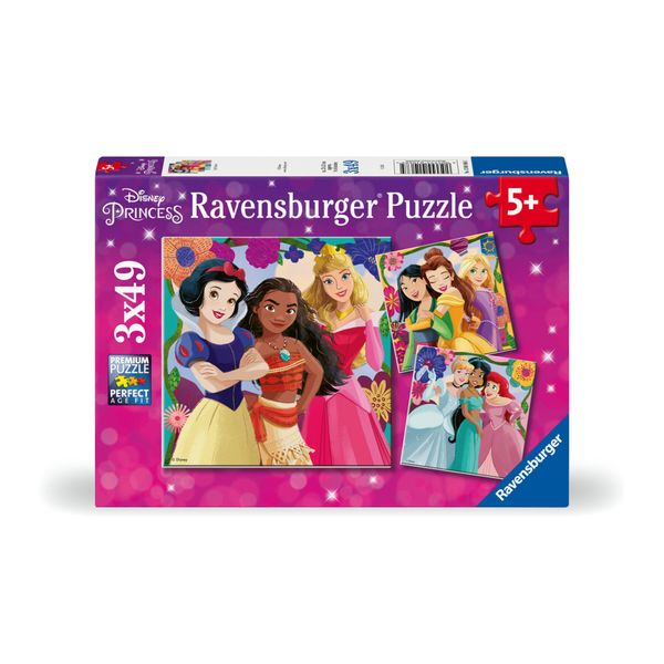 Ravensburger - puzzle disney princess - collezione 3x49 - 3 puzzle da 49 pezzi - età raccomandata 5+ anni - DISNEY PRINCESS, RAVENSBURGER