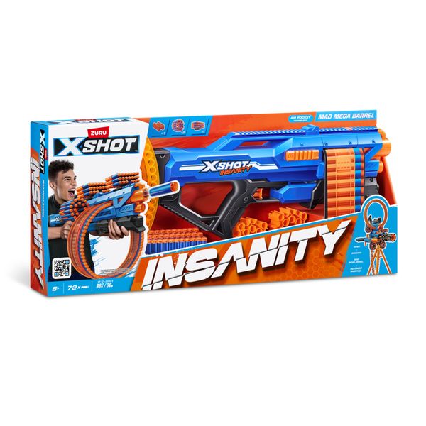 Xshot insanity mad mega barrel (72 freccette) di zuru - 