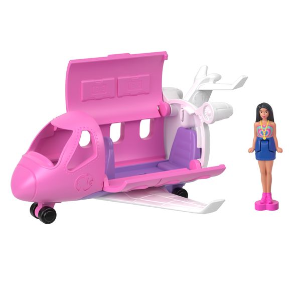 Mini barbieland - aereo dei sogni, set con mini veicolo e bambola con sorpresa cambia colore in acqua - Barbie