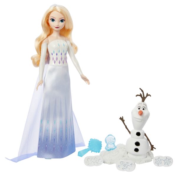 Disney frozen - le avventure di elsa e olaf, set con bambola elsa, personaggio olaf e sabbia modellabile - Disney, Frozen