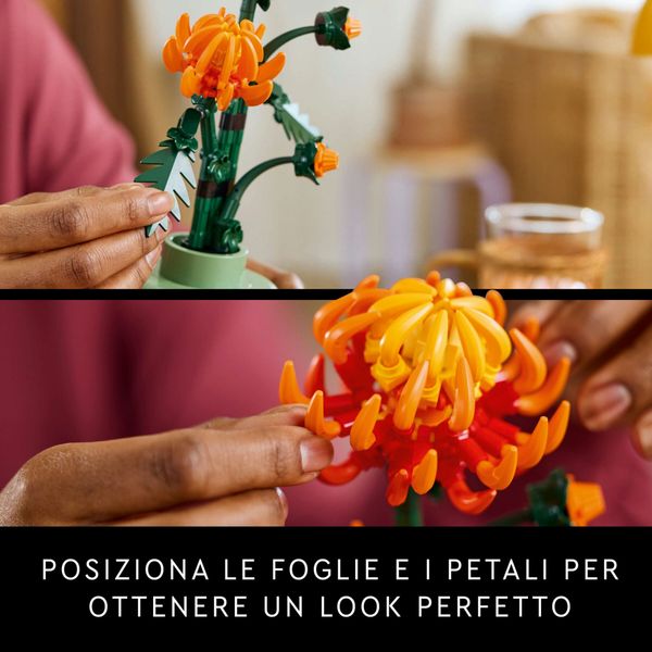 Lego icons 10368 crisantemo, fiore finto da costruire per adulti, regalo creativo di compleanno per donna, uomo, lei o lui - LEGO ICONS BOTANICAL, LEGO, LEGO ICONS