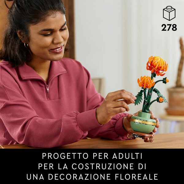 Lego icons 10368 crisantemo, fiore finto da costruire per adulti, regalo creativo di compleanno per donna, uomo, lei o lui - LEGO ICONS BOTANICAL, LEGO, LEGO ICONS