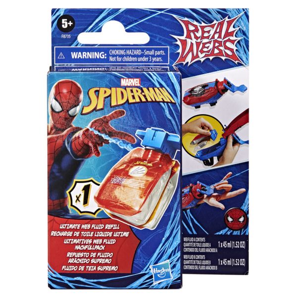 Hasbro marvel spider-man, real webs refill pack, ricarica di fluido ragnatela real webs, da usare con il blaster giocattolo real webs - Spiderman