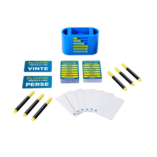 Mattel games - pictionary sketch squad, gioco di squadra e disegno cooperativo, con lavagnette, pennarelli e porta indizi, 2-6 giocatori - MATTEL GAMES, PICTIONARY