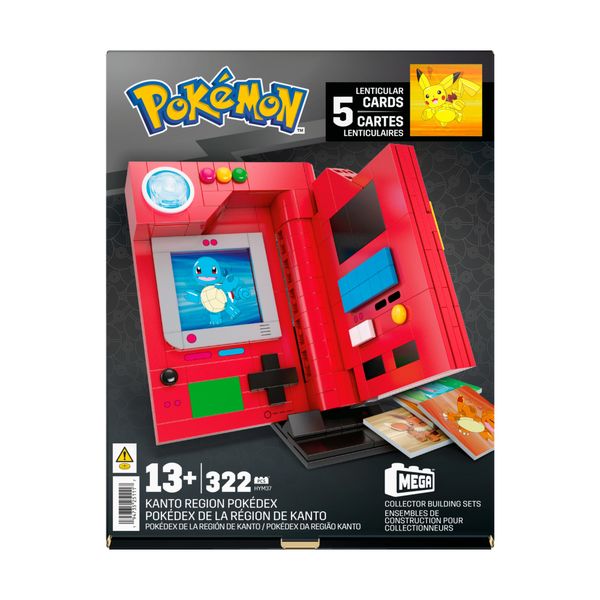 Mega pokémon - pokédex della regione di kanto, set da costruire con 322 pezzi, display, dettagli luminosi e 5 carte pokémon - MEGA BLOKS, POKEMON