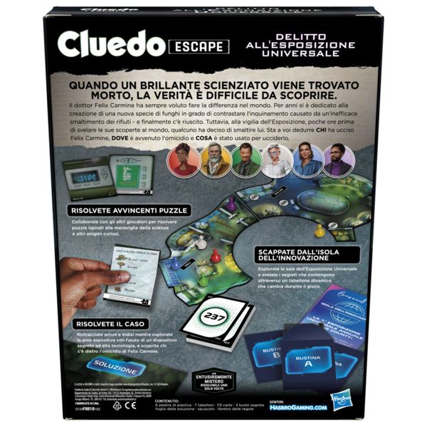 Cluedo escape - delitto all'esposizione universale, gioco da tavolo, giochi in versione escape room da risolvere 1 volta sola - 10+ - CLUE/CLUEDO, HASBRO GAMING