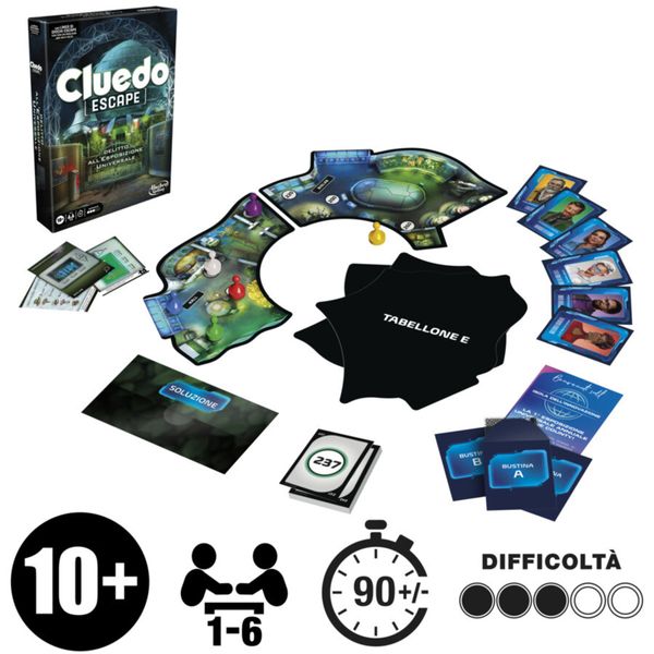 Cluedo escape - delitto all'esposizione universale, gioco da tavolo, giochi in versione escape room da risolvere 1 volta sola - 10+ - CLUE/CLUEDO, HASBRO GAMING