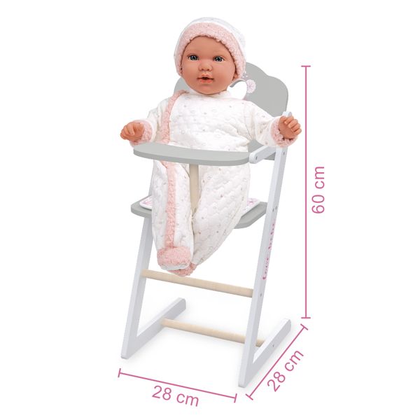 Seggiolone in legno per bambole - design romantico e sostenibile con certificazione fsc - love bebé - LOVE BEBÈ