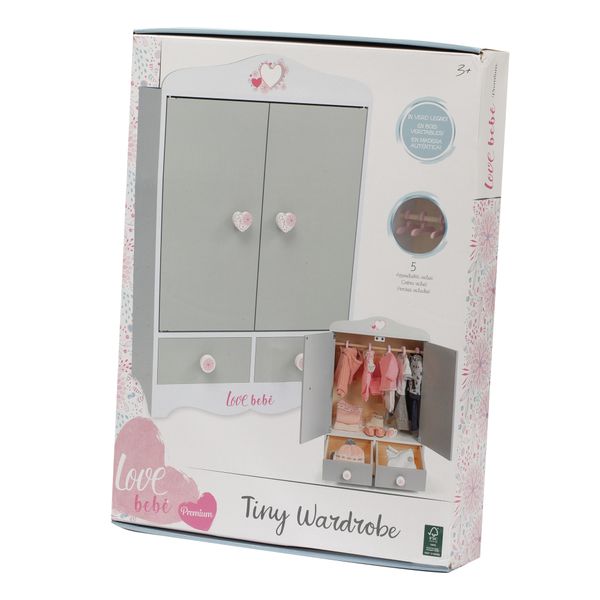 Guardaroba in legno per bambole con pomelli a forma di cuore - love bebe' - LOVE BEBÈ