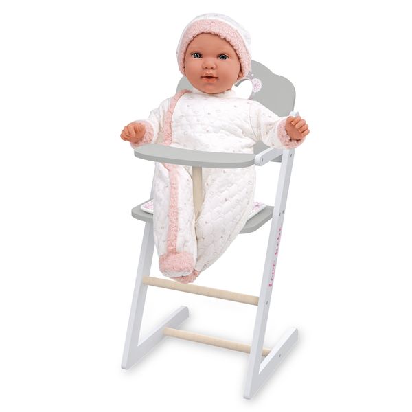 Seggiolone in legno per bambole - design romantico e sostenibile con certificazione fsc - love bebé - LOVE BEBÈ