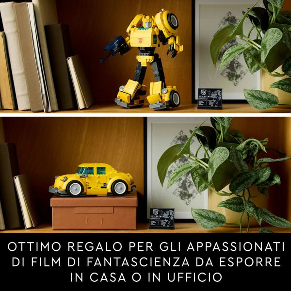Lego icons 10338 transformers bumblebee action figure da collezione per adulti convertibile in veicolo, regalo per lui o lei - LEGO, LEGO ICONS