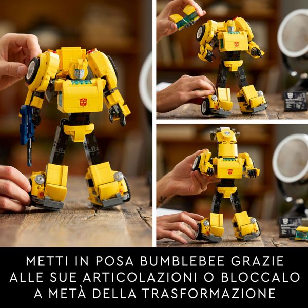 Lego icons 10338 transformers bumblebee action figure da collezione per adulti convertibile in veicolo, regalo per lui o lei - LEGO, LEGO ICONS