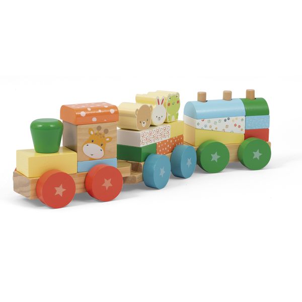 Trenino wood'n play: giocattolo eco-friendly con personaggi colorati e blocchi da costruzione - WOOD 'N' PLAY