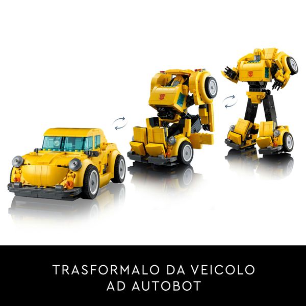 Lego icons 10338 transformers bumblebee action figure da collezione per adulti convertibile in veicolo, regalo per lui o lei - LEGO, LEGO ICONS