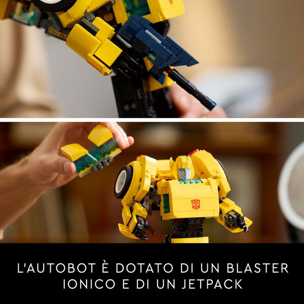 Lego icons 10338 transformers bumblebee action figure da collezione per adulti convertibile in veicolo, regalo per lui o lei - LEGO, LEGO ICONS