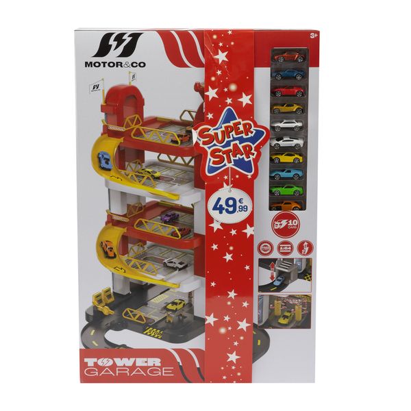 Garage motor e co a 5 piani con rampe e ascensore - 10 macchinine incluse - MOTOR & CO., SUPERSTAR