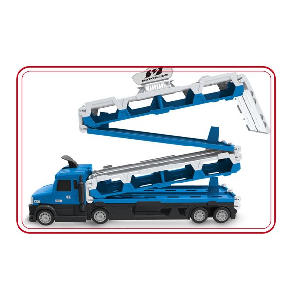 Camion della polizia motor&co. 2 in 1 -trasportatore e pista con lanciatore, trasporta e gareggia! - MOTOR & CO., SUPERSTAR