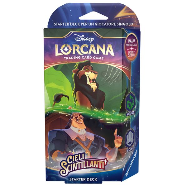 Disney lorcana – cieli scintillanti – starter deck – smeraldo e acciaio – 8+ anni - Disney, Lorcana