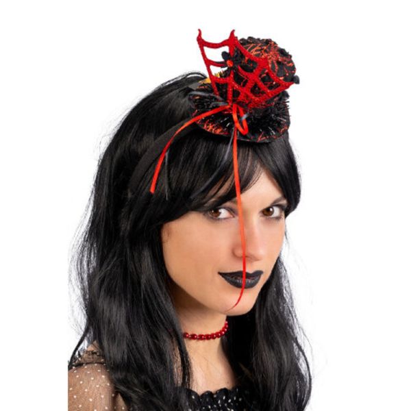 Cappello strega nero con fiore e veletta h. 40 cm - costume halloween classico - CARNIVAL TOYS