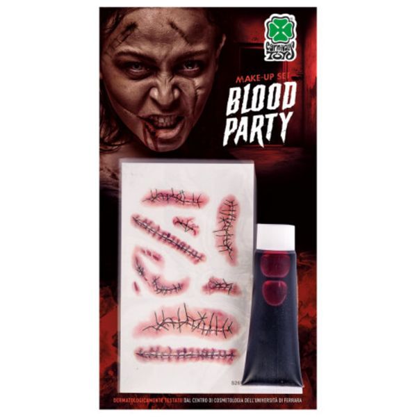 Set trucco horror -sangue finto e tatuaggi - accessorio makeup halloween - CARNIVAL TOYS