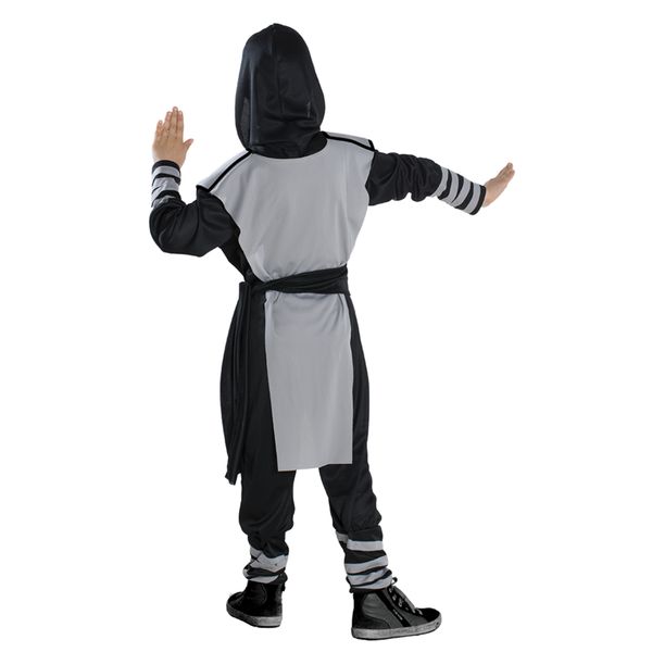 Costume ninja horror per bambino - tessuto jersey elasticizzato, tuta completa con cappuccio, cintura e bandana - disponibile in diverse taglie - CARNAVAL QUEEN