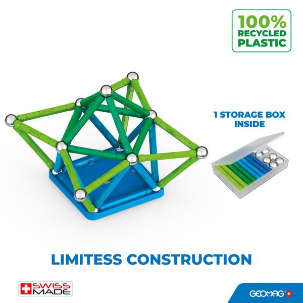 Geomag classic recycled 60 pcs - gioco stem magnetico educativo - Geomag