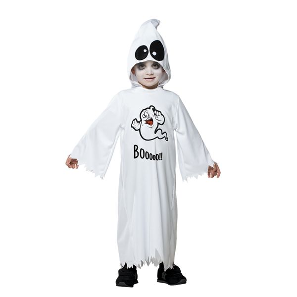 Costume fantasmino baby halloween in jersey elasticizzato con tunica e cappuccio rimovibile - disponibile in diverse taglie - CARNAVAL QUEEN