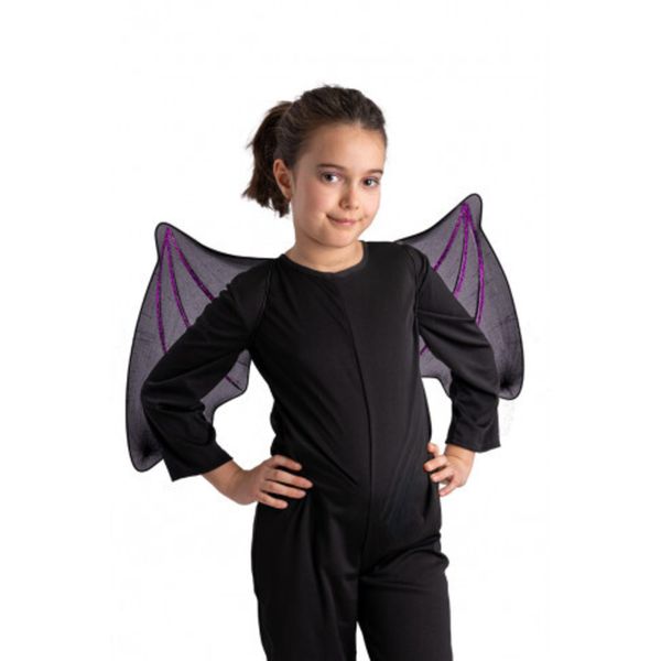 Ali pipistrello nere con glitter viola h. 37x68 cm - accessorio per costumi - CARNIVAL TOYS