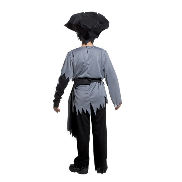 Costume pirata horror per bambino - tessuto jersey elasticizzato con stampa, include casacca, pantaloni, cintura, cappello e benda - disponibile in diverse taglie - CARNAVAL QUEEN