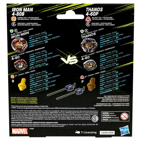 Beyblade x marvel collab multipack – 2 trottole marvel con 2 lanciatori inclusi - assortito con vari personaggi - Avengers, BEYBLADE, MARVEL, Spiderman